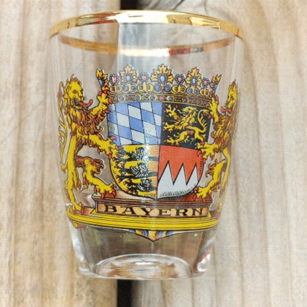 BAYERN Shot Glass Vintage German shot glass Gold